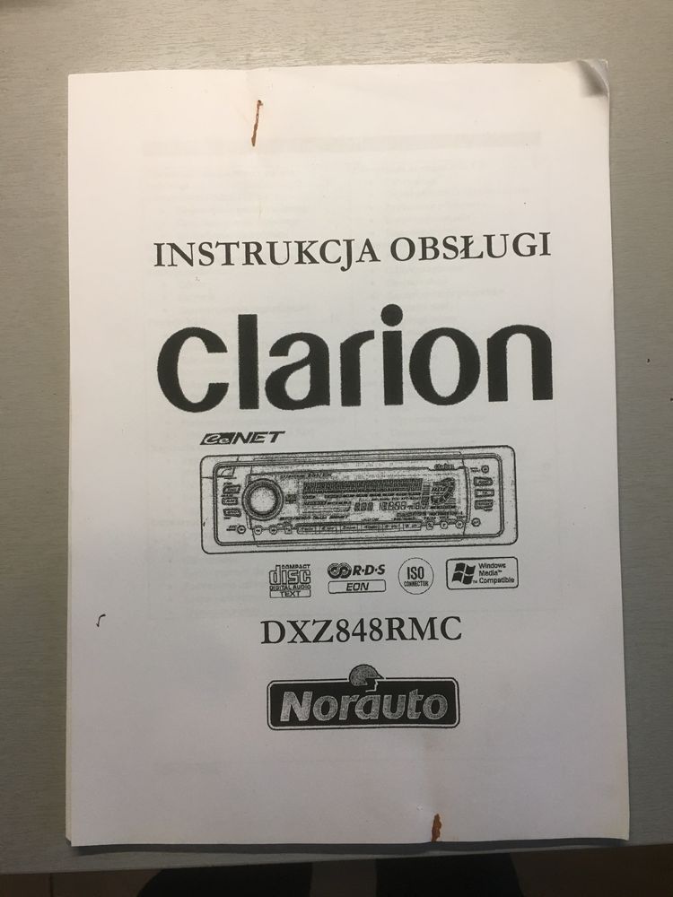 Instrukcja obsługi radia Clarion DXZ 848 RMC radio cd Music Catcher