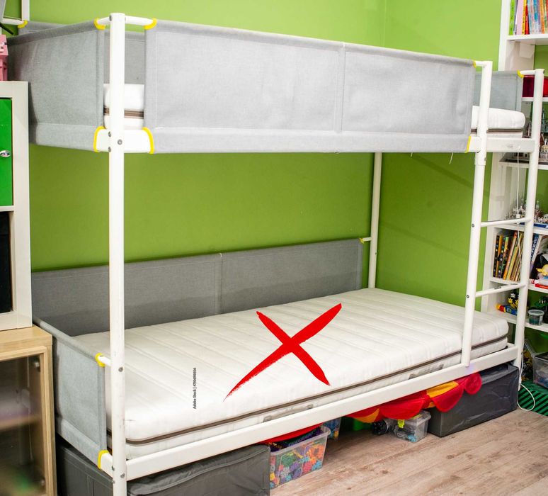 Rama łóżka piętrowego IKEA VITVAL, biały/jasnoszary, 90x200 cm | łóżko