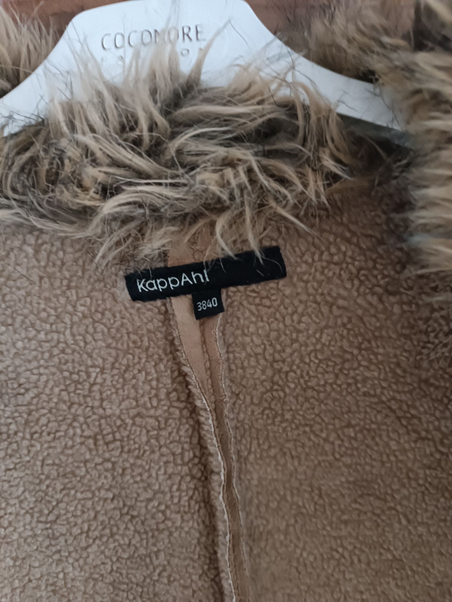 KappAhl płaszcz zimowy damski kożuch futerko 38 M 40 L brązowy camel