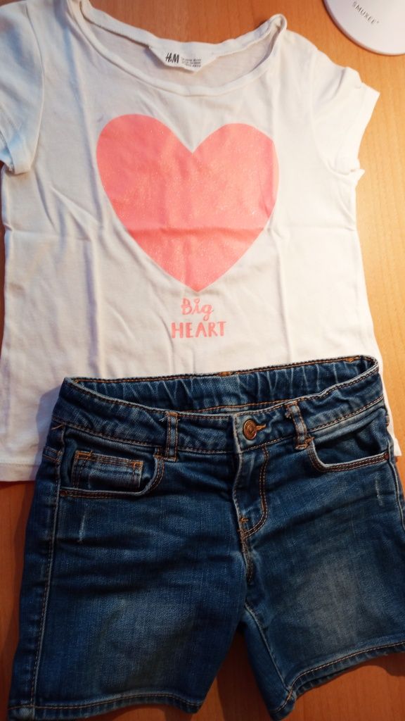 Conjunto t-shirt e calções ganga Zara menina 4-5 anos