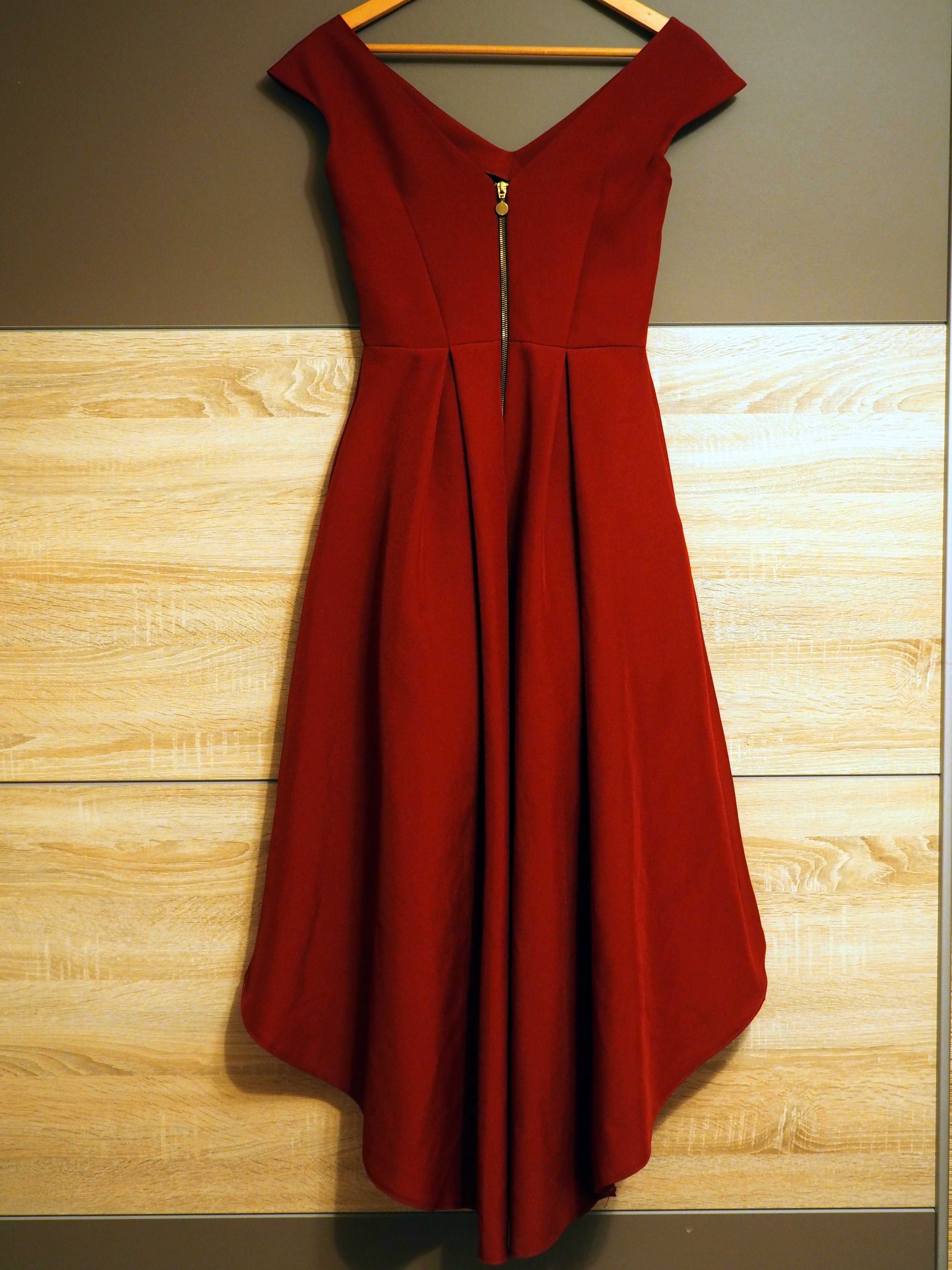 Bordowa asymetryczna sukienka A&A Collection, r. 36