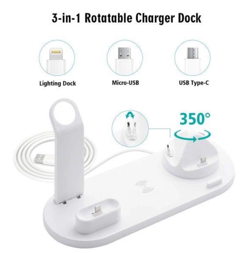 Stacja dokująca STR Wireless Charger Stand 10W 4w1 - Biała