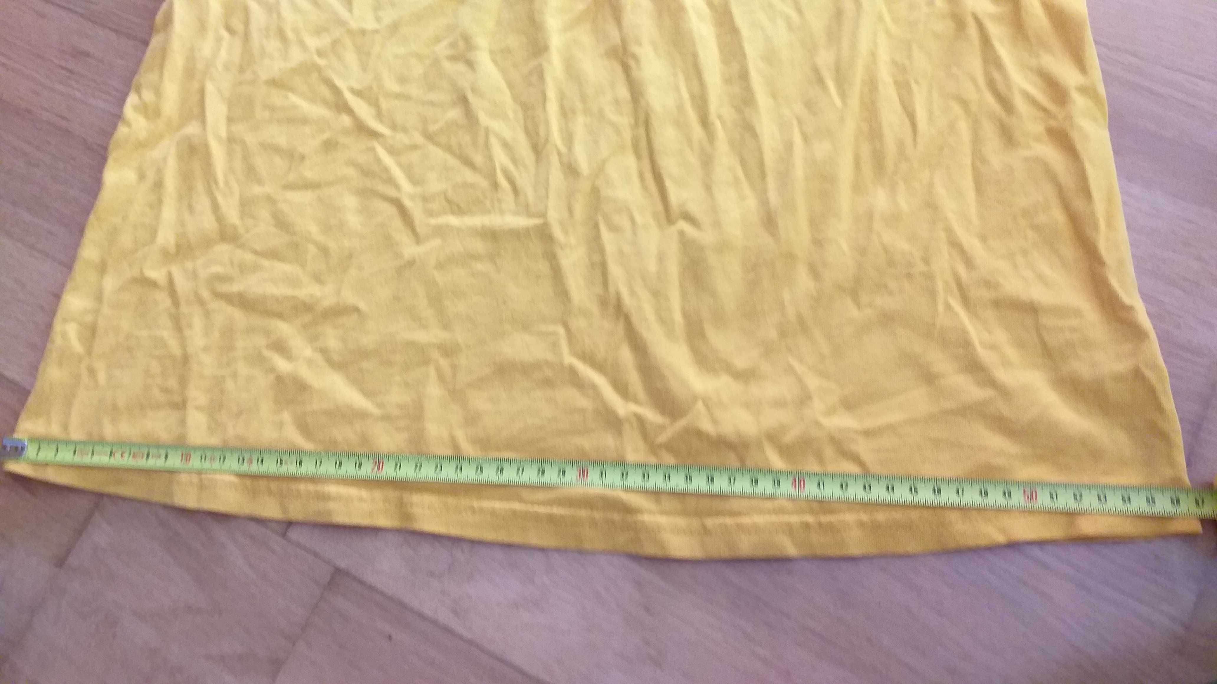 T-shirt oversize, męski - żółta koszulka z dużym napisem Staff