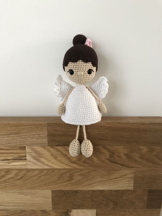 Aniołek na szydełku chrzest komunia na prezent rękodzieło hanmade