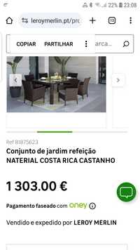Conjunto  Jardim Refeição NATERIA Castanho + 4 cadeiras.