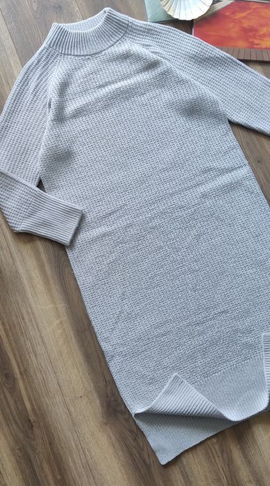 Тепла в'язана сукня плаття S-М сіро-блакитна