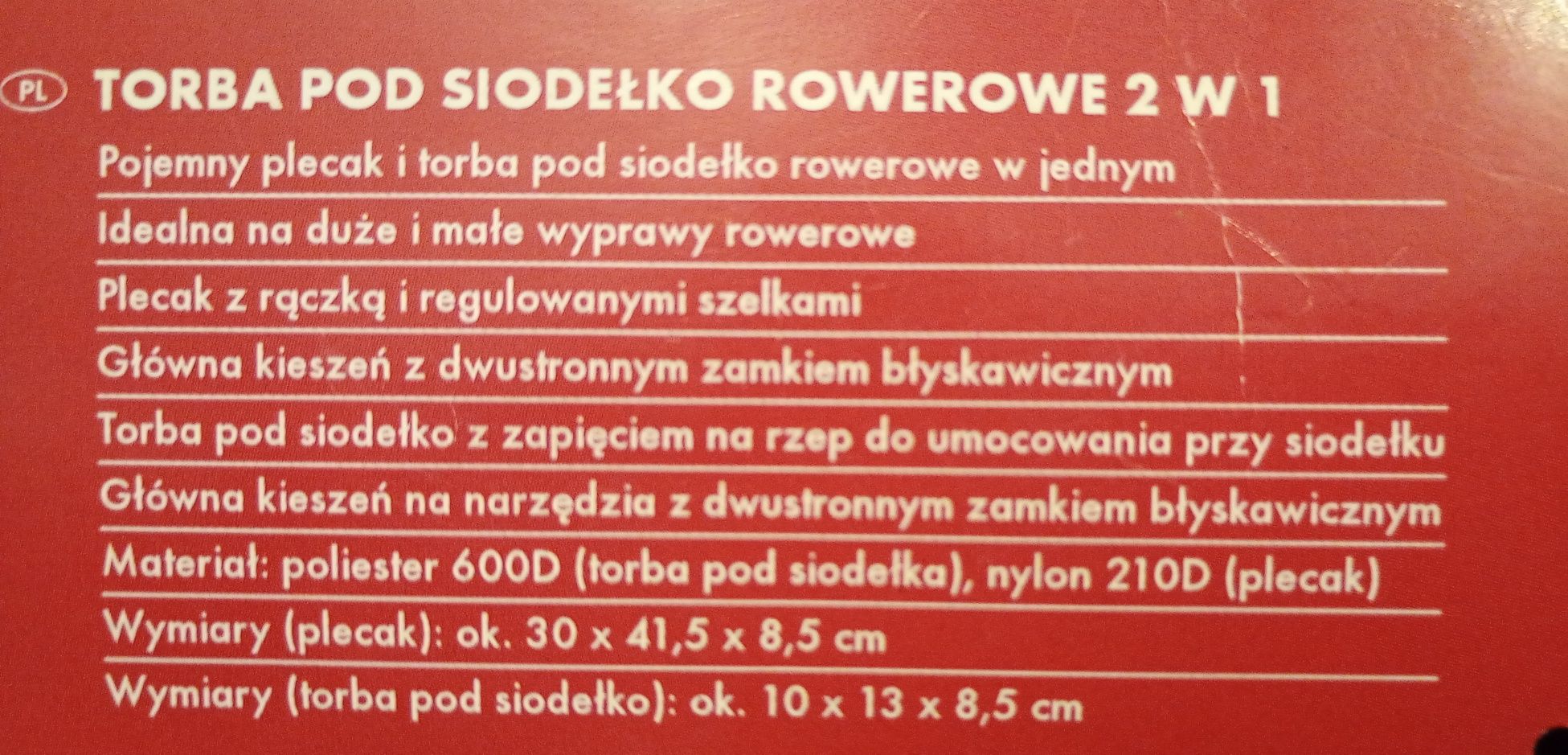 Torba, plecak pod siodełko rowerowe 2w1