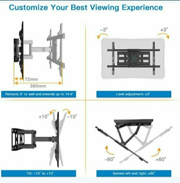 Uchwyt stojak ścienny do tele37-70" Perlesmith 60 kg