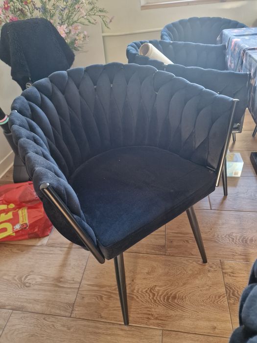 Krzesla glamour tapicerowane plecione  krzeslo welurowe liana 8 sztuk