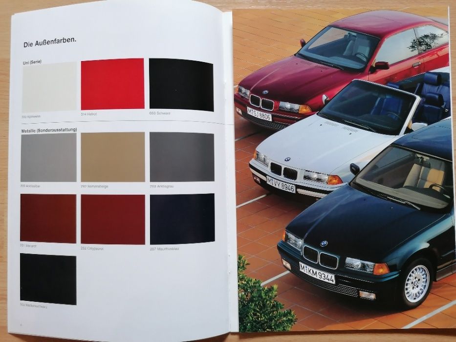Prospekt BMW 3 E36 paleta kolorów