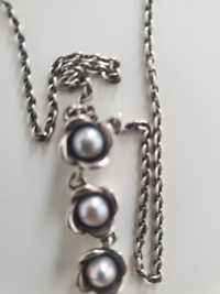 Oryginalny zestaw komplet Pandora kulczycki łańcuszek z perlami