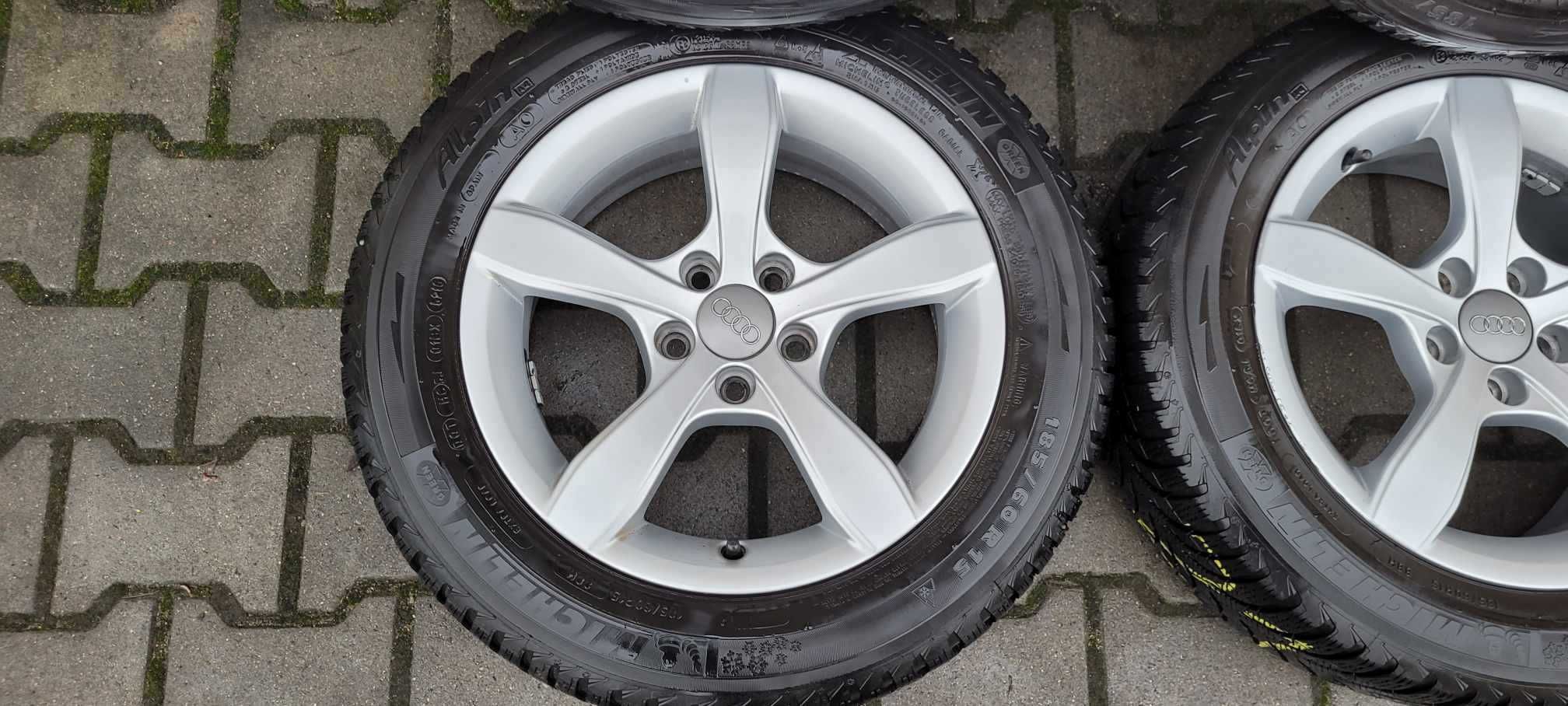 Alufelgi AUDI 5X100 z oponami 186/60 R15 zima