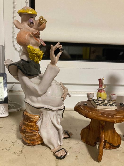 Два Монаха шашиста Шахматы Фигурки Статуэтки Керамика Иезуит Монах