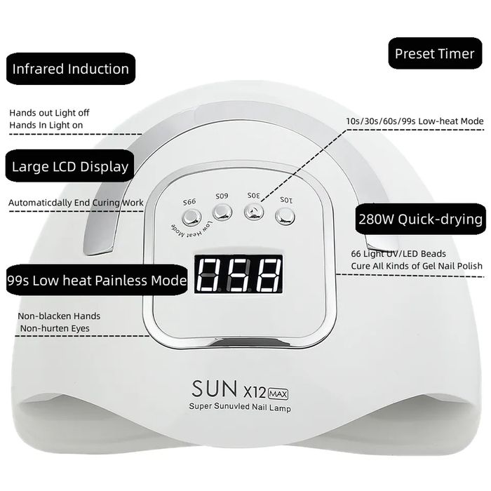 Catalisador unhas 280w 66 leds Sun x12 Max NOVO