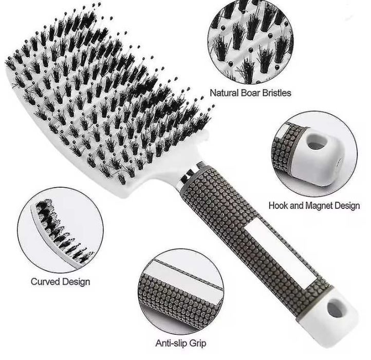 Profilowana szczotka do włosów z WŁOSIEM DZIKA, nie ciągnąca,delikatna