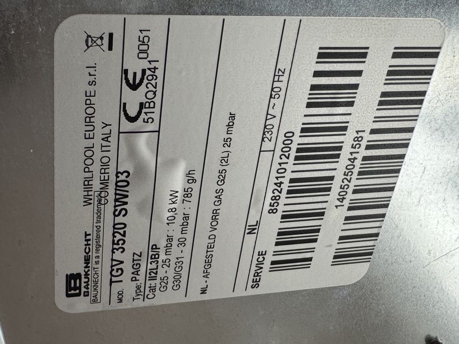 Газова поверхня скляна Bauknecht