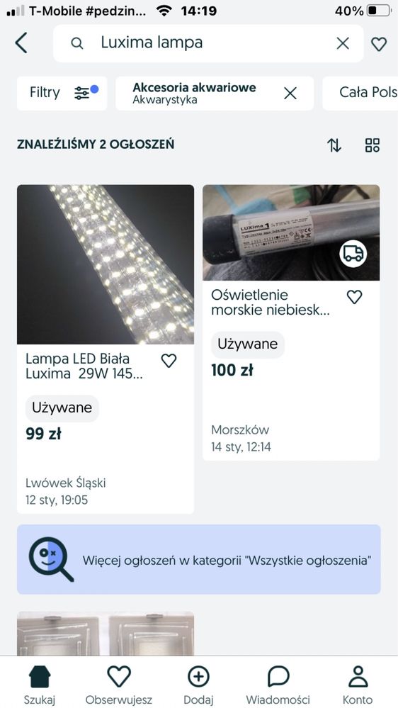 Lampa oświetlenie niebieskie do akwarium z zasilaczem Luxima