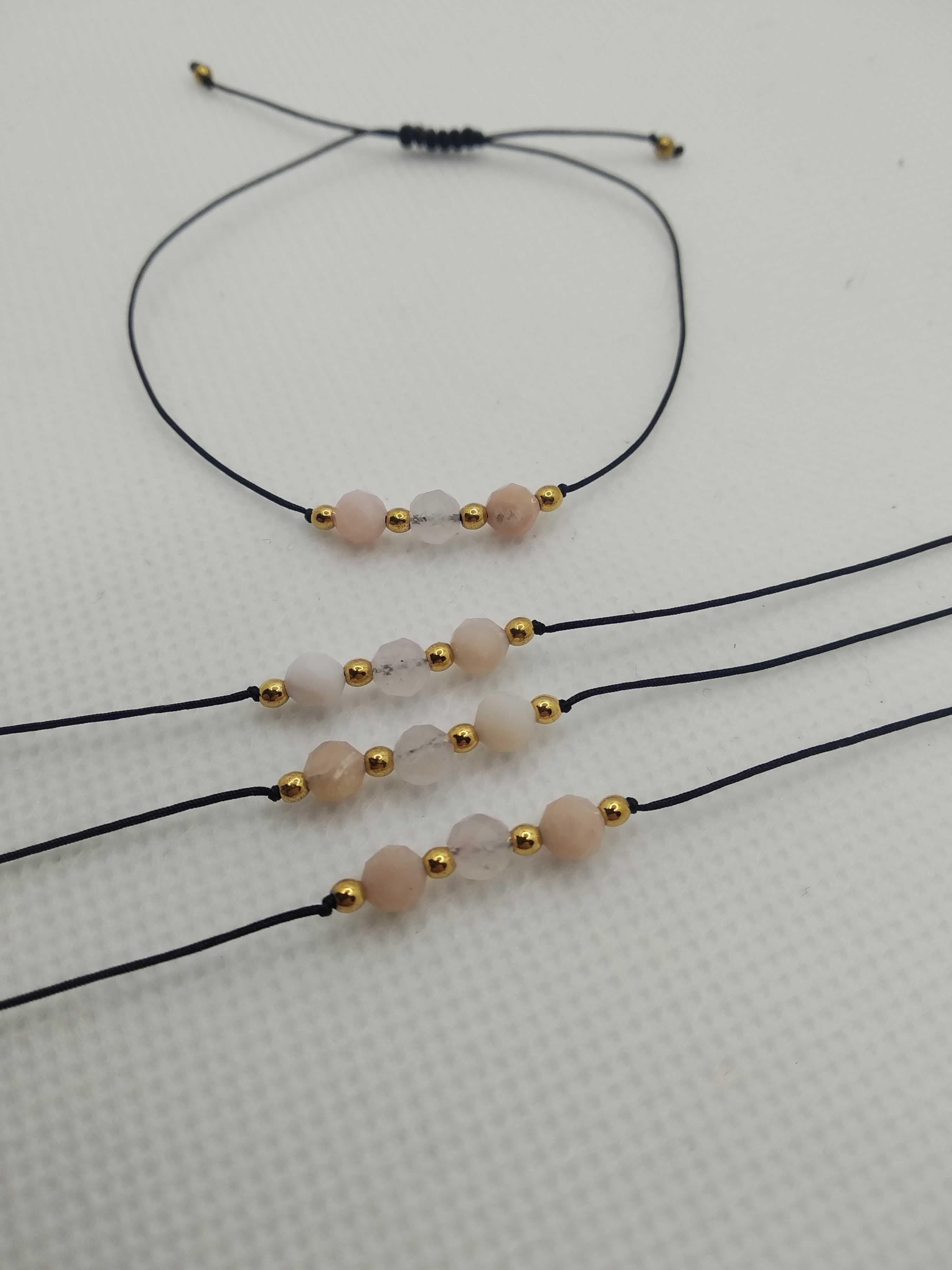 Nowa bransoletka z kamieni naturalnych - opal, różowy kwarc