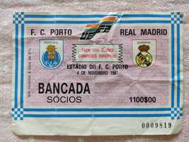 Bilhete FC Porto vs Real Madrid 1987/88 taça de campeões