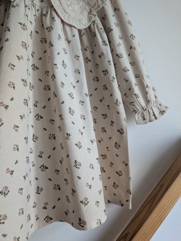 Piękna sukienka 110 vintage retro z kołnierzykiem urodziny sesja
