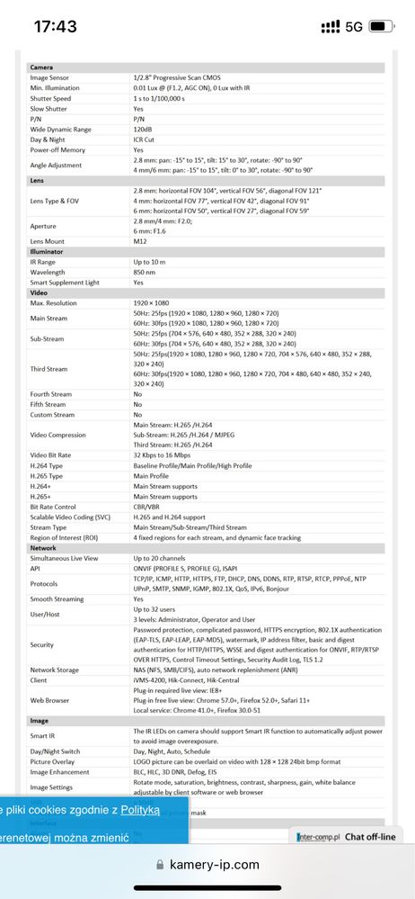 Mobilna kamera IP DS-2XM6522G1-IM/ND Full HD Hikvision