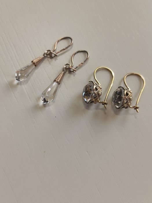 Серьги серебро 875проба горный хрусталь