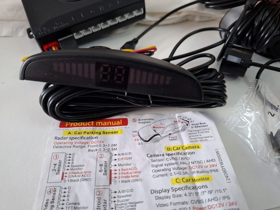 Kit 8 sensores estacionamento com display (frente e trás)
