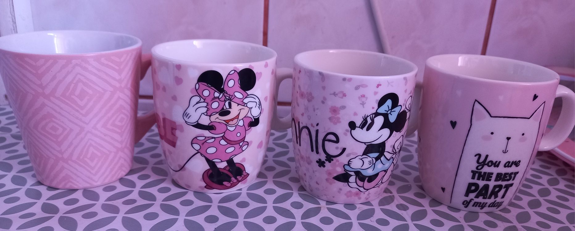 Nowe kubeczki rozowe dla dziewczynki (Minnie, kotek)