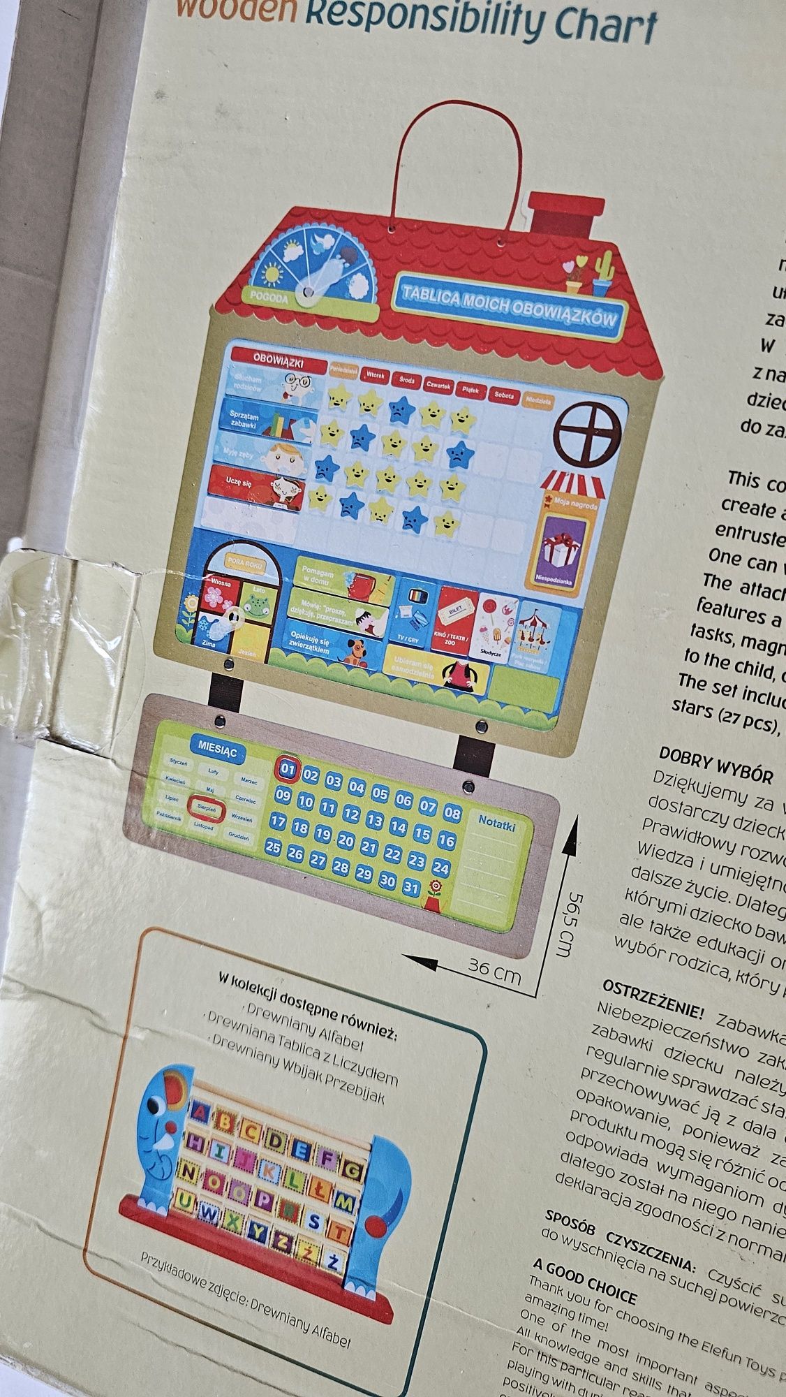 Elefun tablica obowiązków motywacyjna drewniana dla dzieci