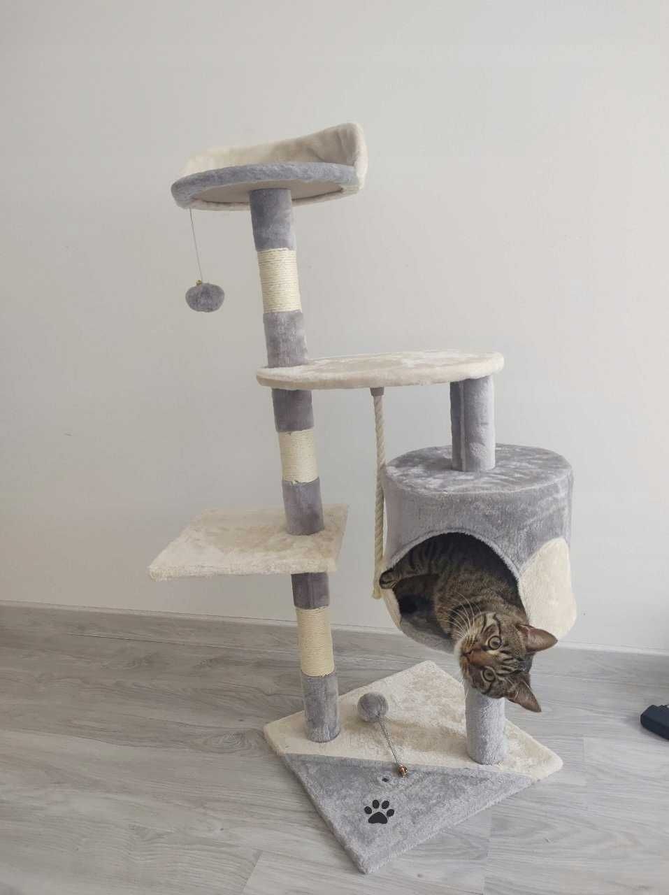 NOWY Drapak Dla Kota Wieża Drzewko Legowisko Domek 5 Poziomowy 112 cm