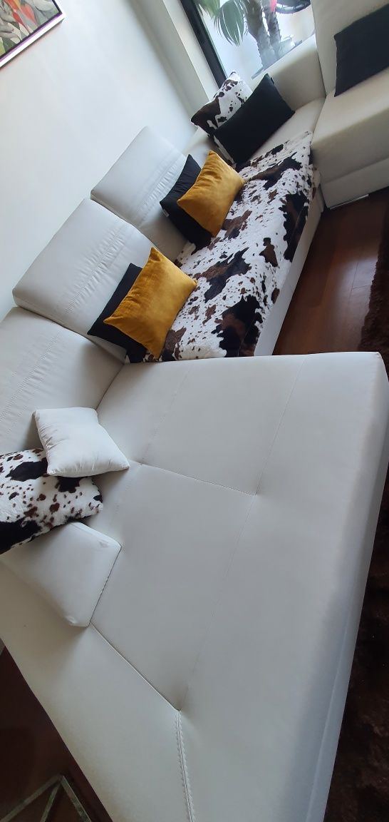 Sofá com 2 chaises longue branco