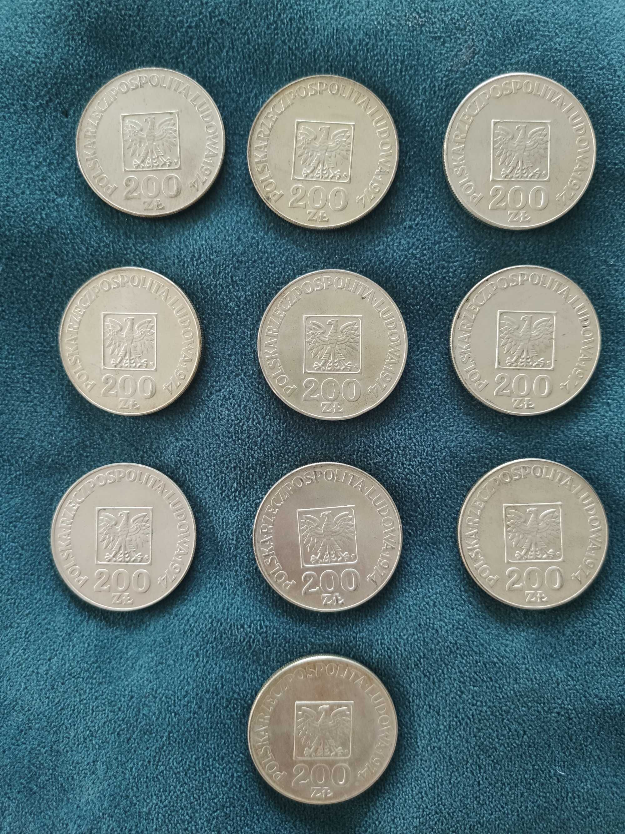 Srebrne monety 200 zł kolekcjonerskie. XXX-lecie PRL (mapka) x10 sztuk