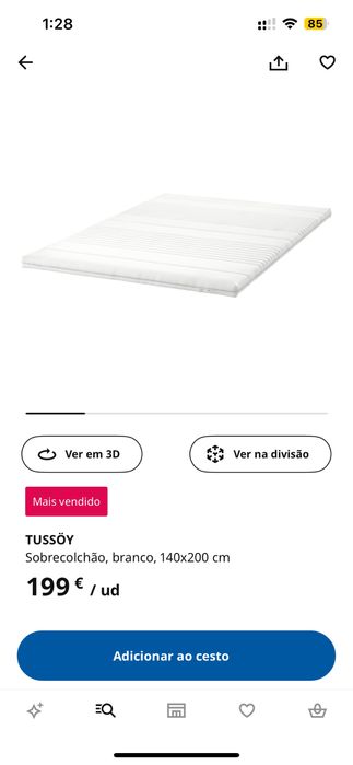 Sobrecolchao Branco de 140x200 novo usado apenas um mes.