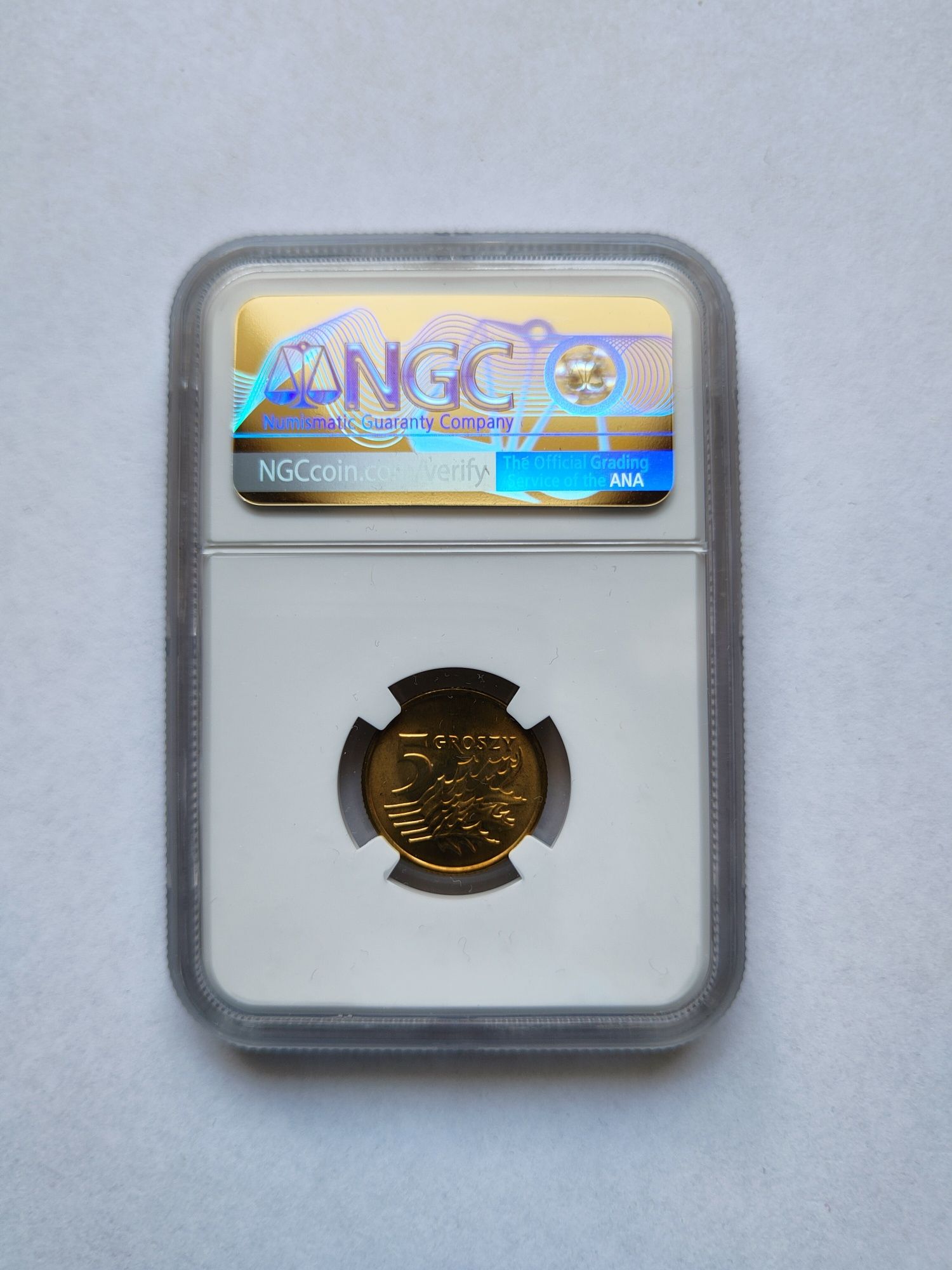 Moneta 5 groszy 1993 rok NGC MS66 rzadka