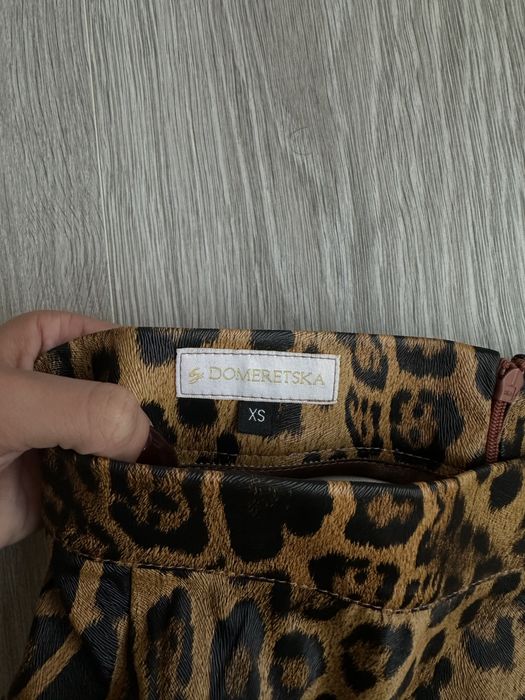 Спідниця з екошкіри деопард, шкіряна