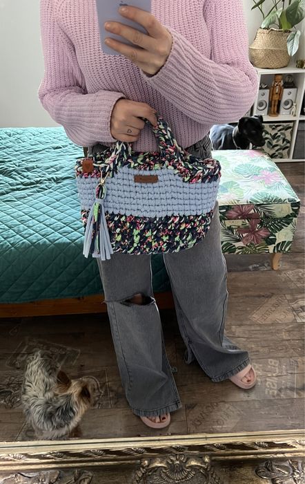 Torebka koszyk shopper szydełkowa