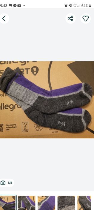 Skarpety 31 - 34 jak nowe merino skarpetki dziecięce termiczne wełnian