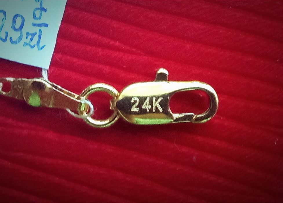 24K Grawer Pozłacany jak Czyste Złoto Złoty Łańcuszek Płytkowy 45cm