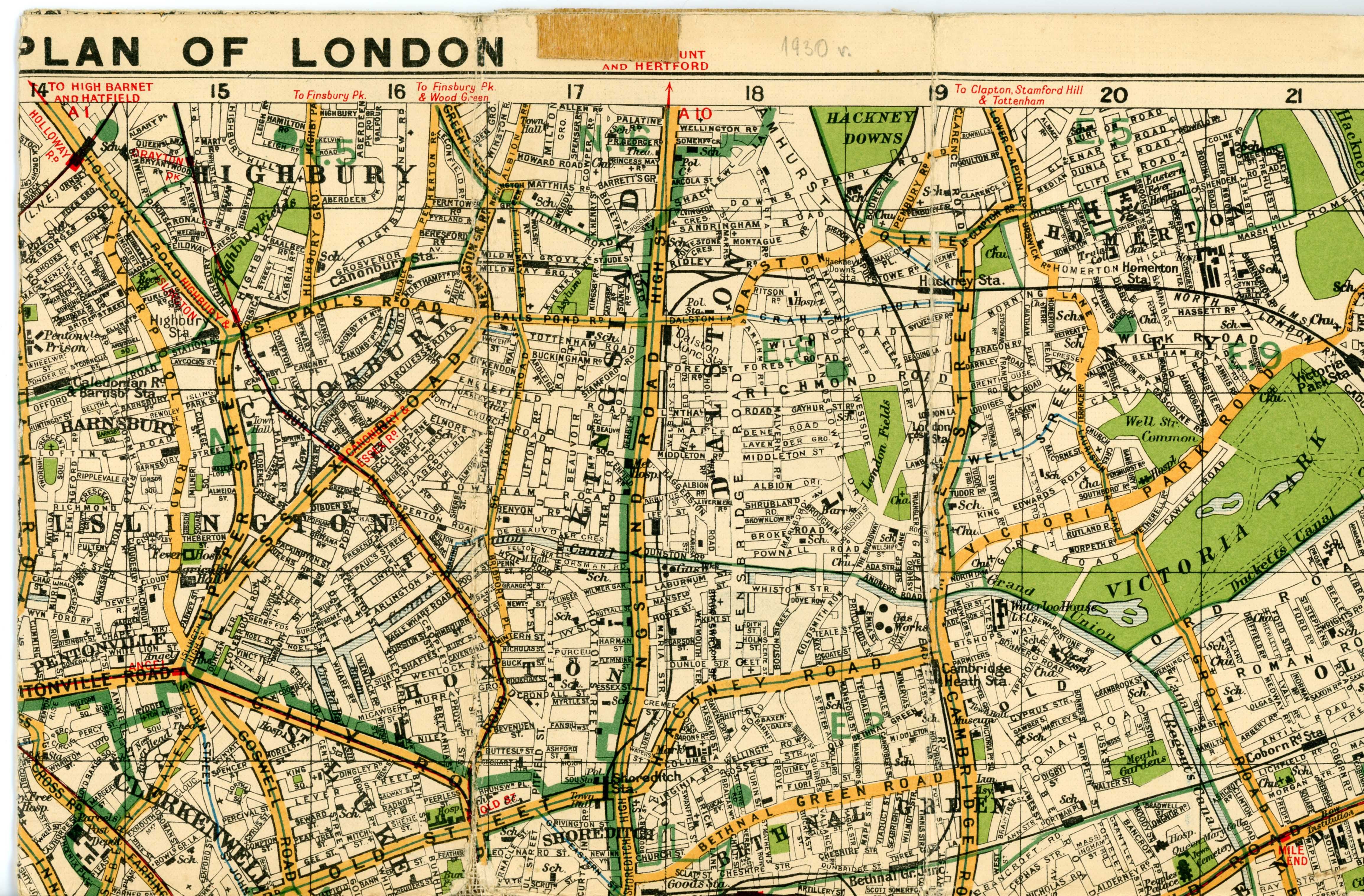 Mapa - plan Londynu z 1930 roku autorstwa George Philip and Sons.