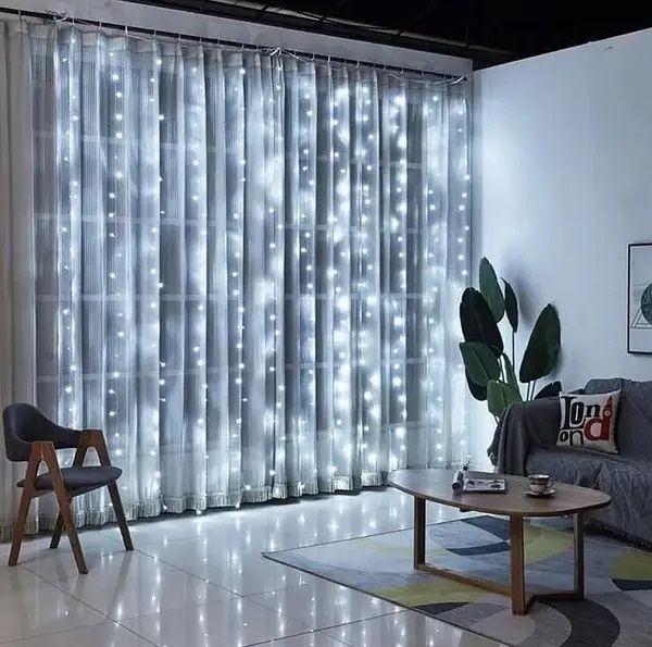 Гірлянда штора Роса 3 м*3 м 300 led, USB,8 режимів, колір білий жовтий