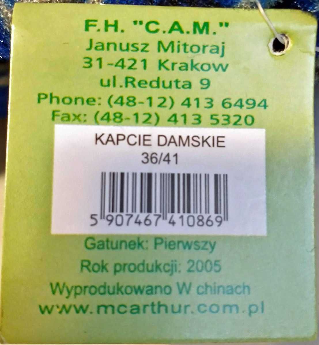 Kapcie damskie rozmiar 41-42, ciepłe, czarno-białe