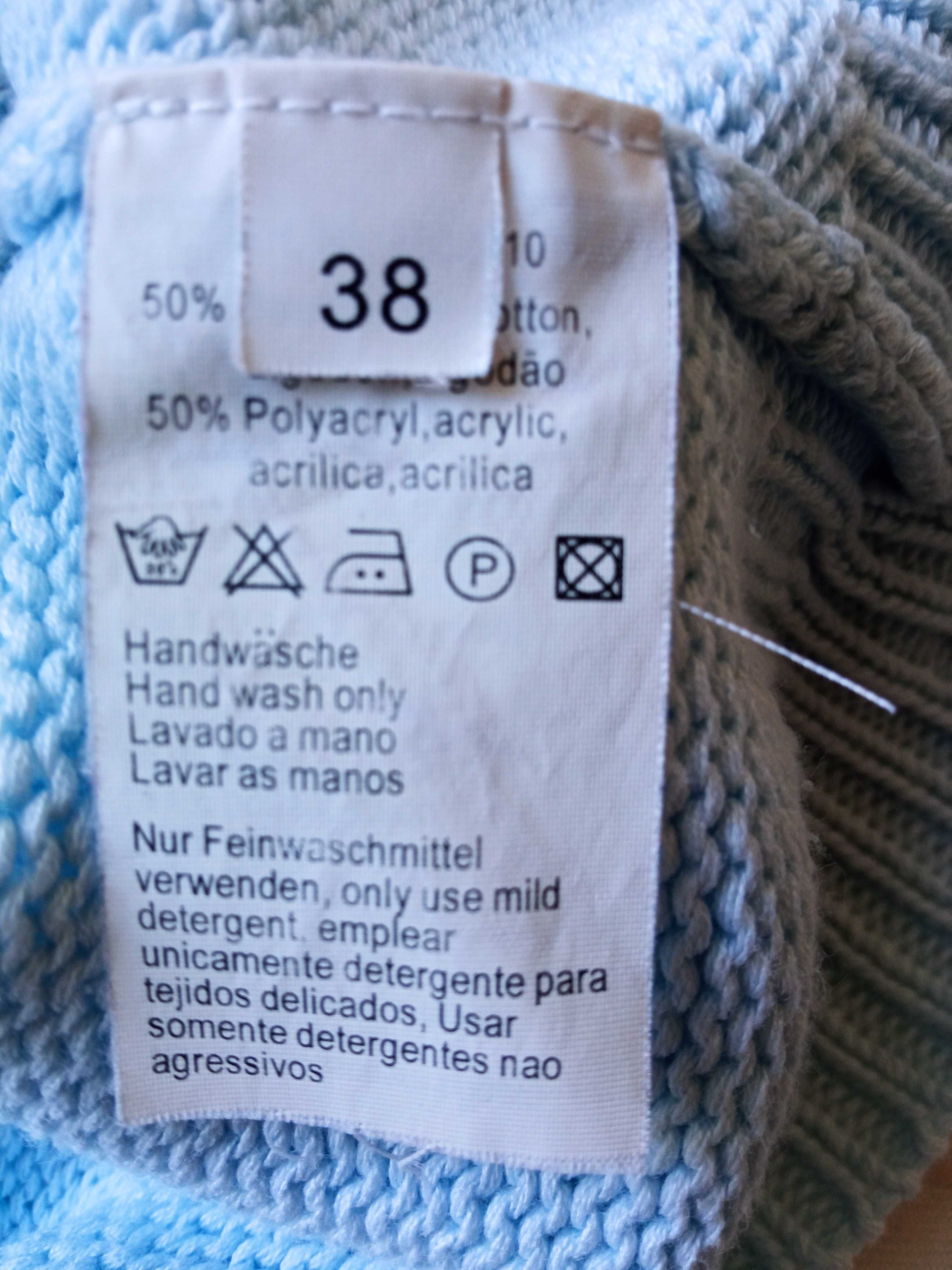 Niebieski damski sweter bawełna + acryl r S