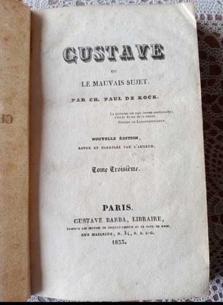 Livro antigo - Gustave, ou Le mauvais sujet de Paul de Kock - 1833