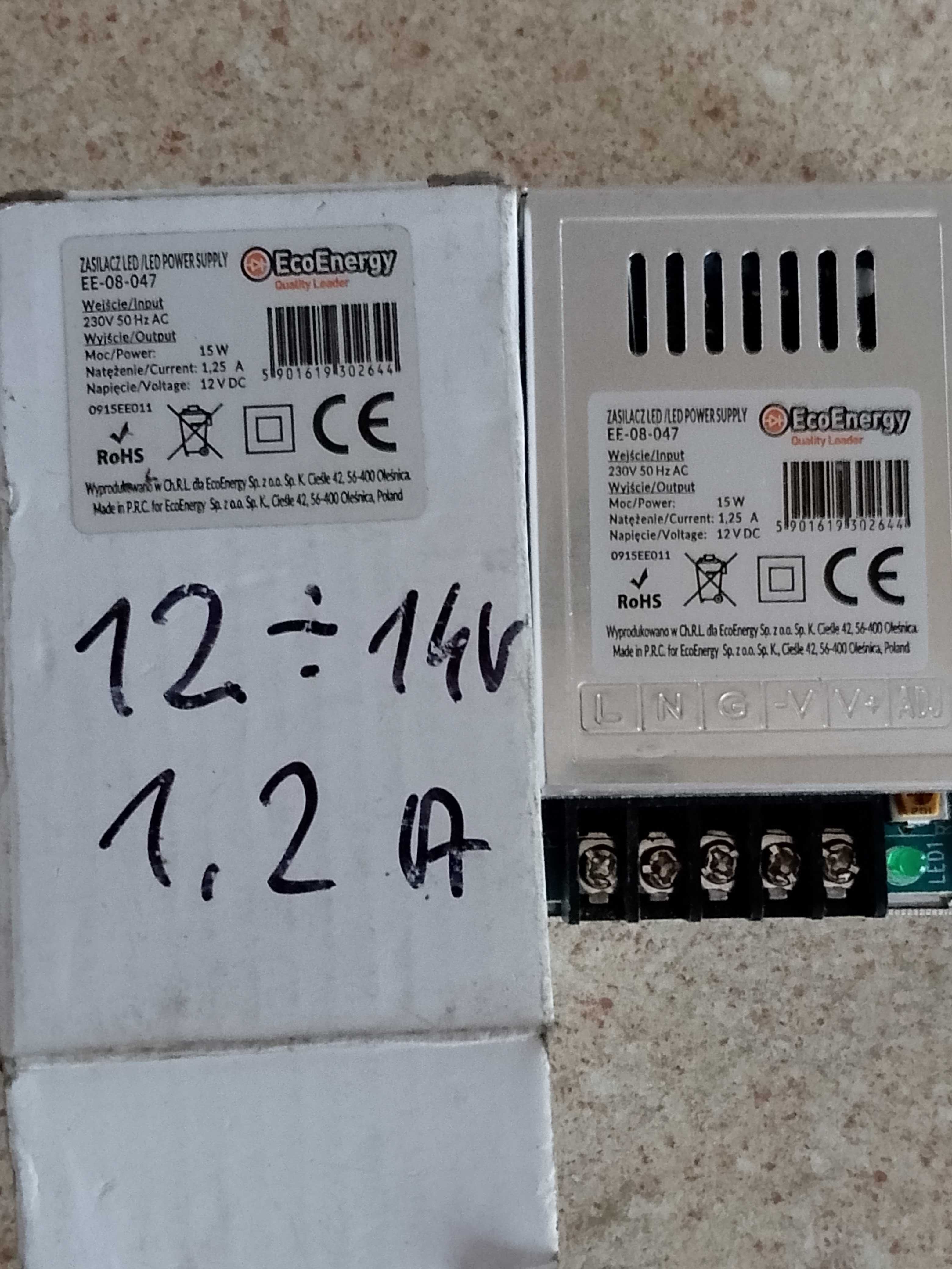 Zasilacz led power supply  12 V DC, 1,25 A, 15 W