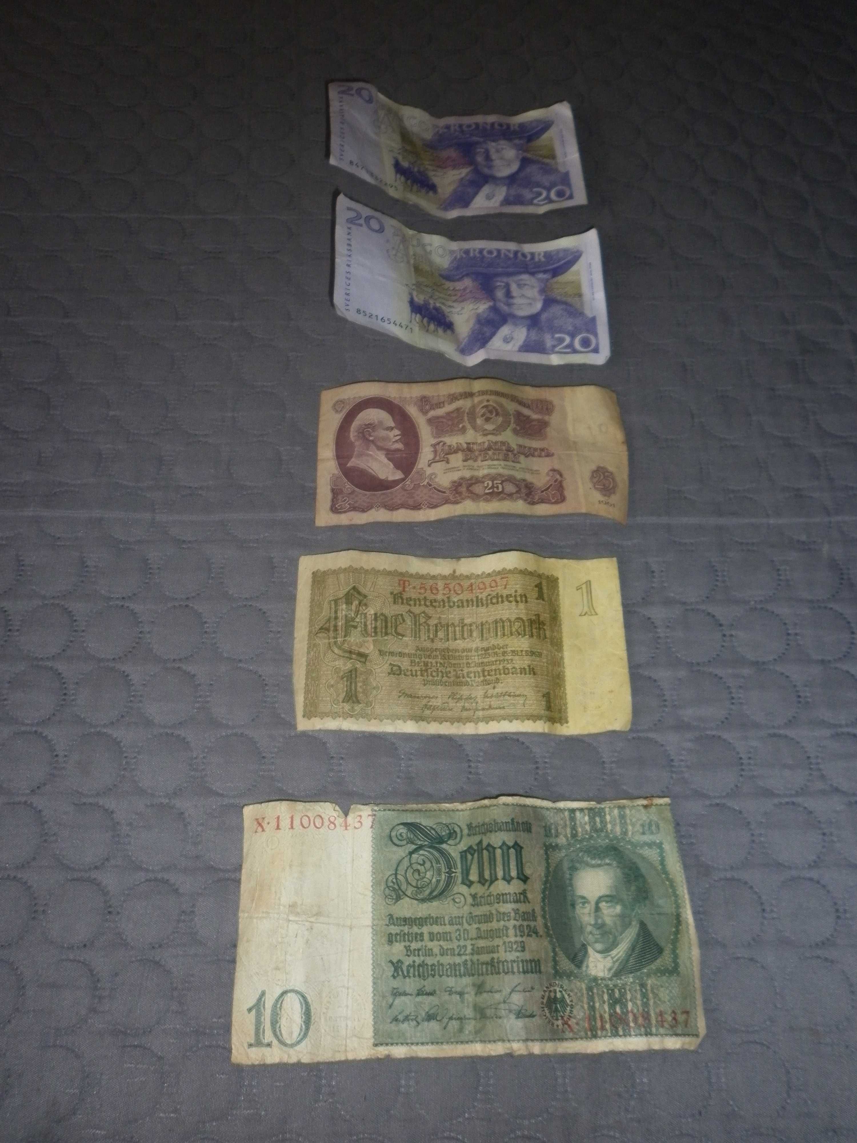 Banknoty zestaw 11 zagranicznych banknotów