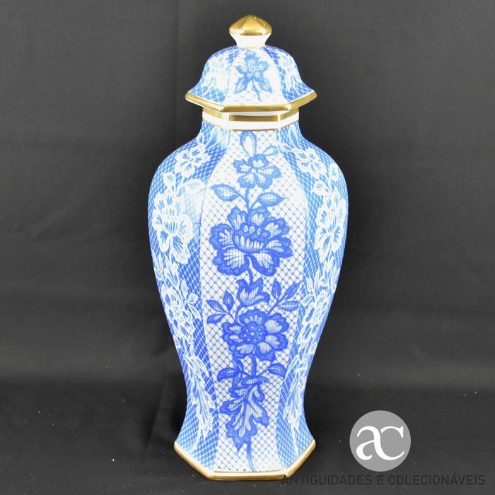 Pote sextavado com tampa porcelana Artibus