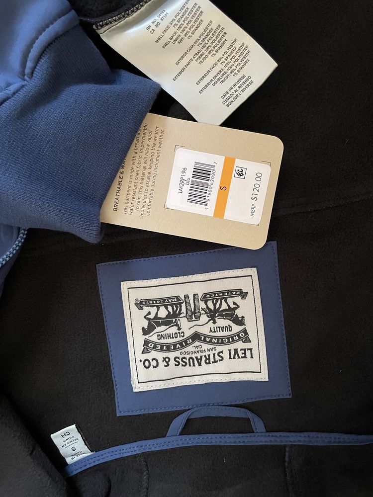 S 44 XXL 52 Levis софтшел ветровка левайс куртка дощовик дождевик синя