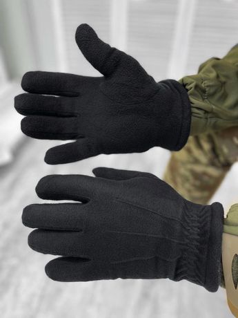 Перчатки флисовые на меху, теплые тактические перчатки черные 2022 NEW