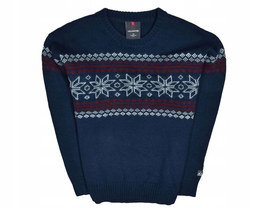 Ulvang Granatowy Wełniany Sweter Męski Crewneck Xl