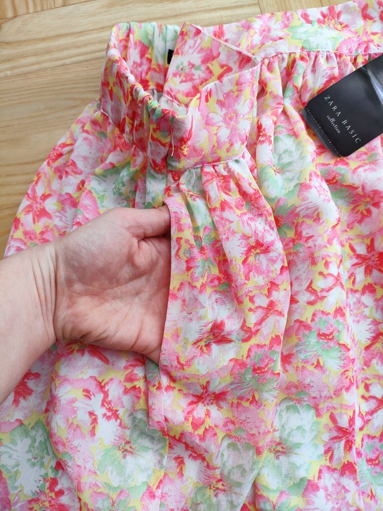 Zara spódnica r. L na gumce kieszenie kwiaty letnia